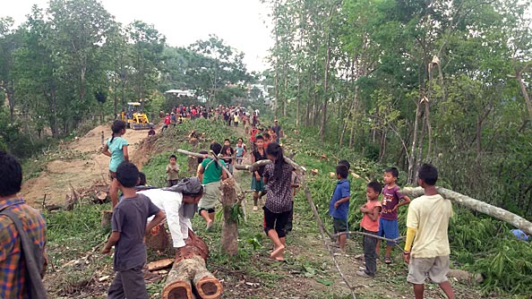 The villagers came out for a day of volunteer work