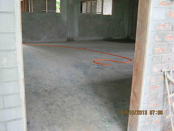 Cement floor in classroom